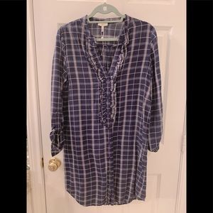 Joie plaid dress with ruffle neckline